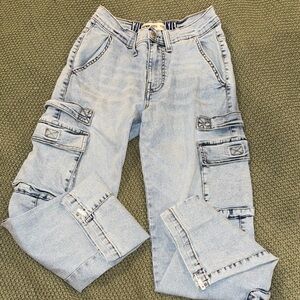 Women's Light Blue Cargo Jeans